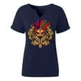 thumbnail image 5 of Craaazy Mardi Gras Shirts for Women Short Sleeve Casual Carnival Printed V-neck T-shirts Gifts, 5 of 6