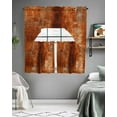 thumbnail image 5 of Burnt Orange Kitchen Curtains Swag Valance and Tier Curtains Set 24 Inch Length, Retro Oil Painting Modern Abstract Art Aesthetics Rod Pocket Drape Panels Pair Swag Curtains for Bathroom/Cafe/Window, 5 of 6