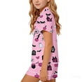 thumbnail image 6 of Odeerbi Teen Boys Girls Halloween Pajamas Notched Lapel Short Sleeve Shirt Shorts Pajama Sets, 6 of 7