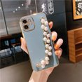 thumbnail image 1 of Funda de silicona chapada de lujo para iPhone, carcasa suave con cadena de pulsera de perlas para iPhone 13, 14, 12 Pro Max, 11, XS, X, XR, 7, 8 Plus, mini SE 2 Fivean unisex, 1 of 2