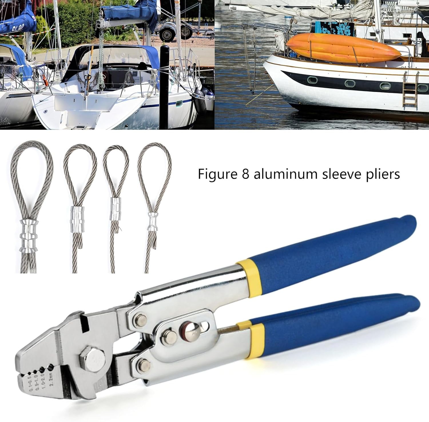 10" Wire Rope Crimping Tool, Industrial High Carbon Steel Swaging Tool for Aluminum Sleeves, Fishing Rigging