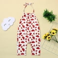 thumbnail image 2 of Otqutp Outdoor Overalls for Toddler Kids Baby Girls Sleeveless Summer Strap Print Romper Jumpsuit Playsuit Spring Fall Clothes(Red-B,1-2 Years, 2 of 8