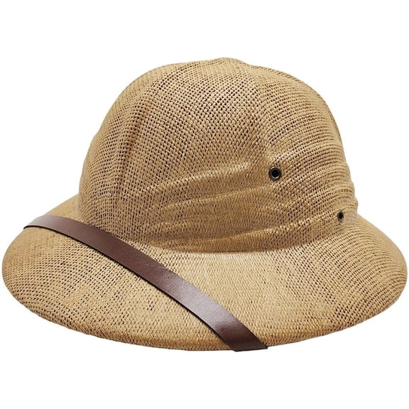 vlrwzc Straw Helmet Pith Sun Hat For Men Women Pith Helmet Hat Summer Hat Jungle Miners Cap