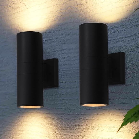 Outdoor Cylinder Wall Lights Porch Light, Up Down Lights, Matte Black Waterproof Wall Sconce, Exterior Light Fixture