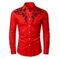 thumbnail image 3 of FYDUU Boy's Western Cowboy Shirt Printed Long Sleeve Shirts Vintage Casual Button Down Dress Shirts For Kids Regular Fit Blouses Festival Tops 10-11 Years, 3 of 3