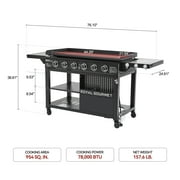 Royal Gourmet 44 6-Burner Flat Top Gas Grill Griddle, Griddle with Foldable Side Shelves, Front Spice Rack, Double-Layer Bottom Shelves, GB6000