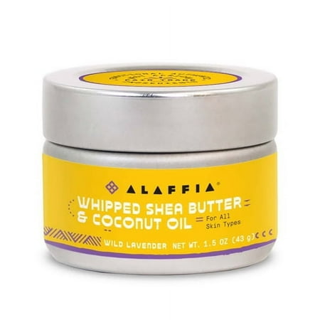 Alaffia Whipped Shea Butter and Coconut Oil, Wild Lavender, 1.5 Oz, 2 Pack