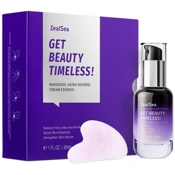 ZealSea 2% Bakuchiol Face Serum Bakuchiol Retinol Alternative for Wrinkles & Fine Lines Anti Aging Essence with Peptide Plant Retinol Cream Skin Care Renewing for Sensitive Skin, 1 Fl Oz