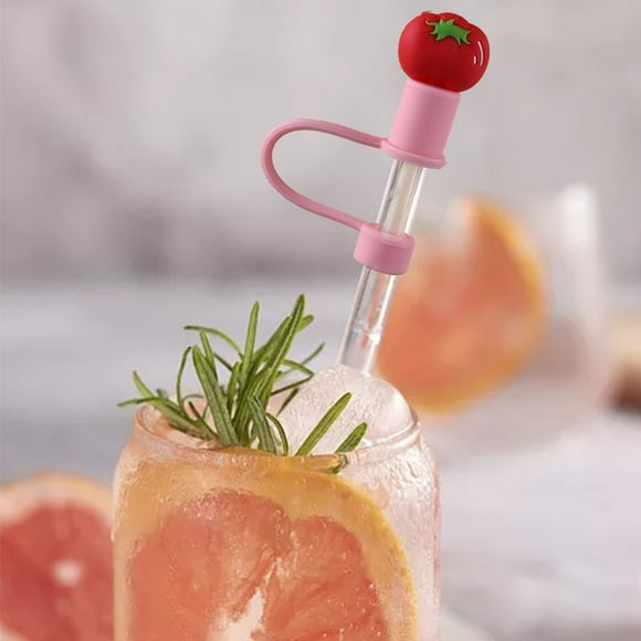 Cqxid Verre&Bouteille à Moins de 5 $ Ensemble de Pailles en Silicone Souple avec Couvercle Anti-Poussière Diamètre Universel 8 mm Incluant Paille en Verre et Bouchon Anti-Poussière