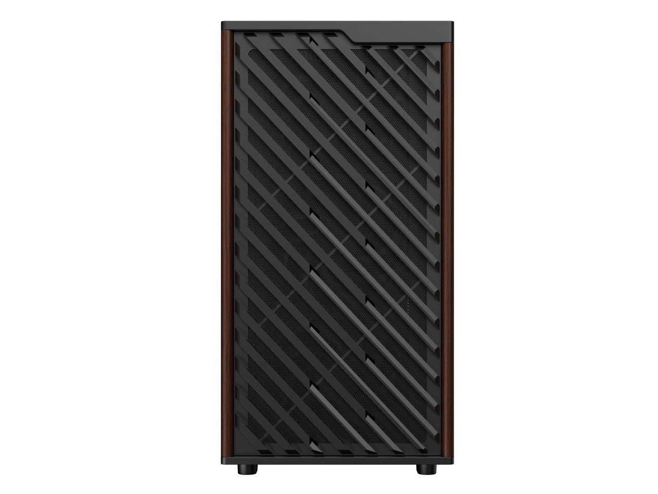 DIYPC DIY-ATX28-Wood Black USB3.0 /Type C ATX Mid Tower Gaming Computer Case w/ Tempered Glass Side Panel and Walnut Wood Front Panel, 4 x 120mm PWM Fans Pre-Installed