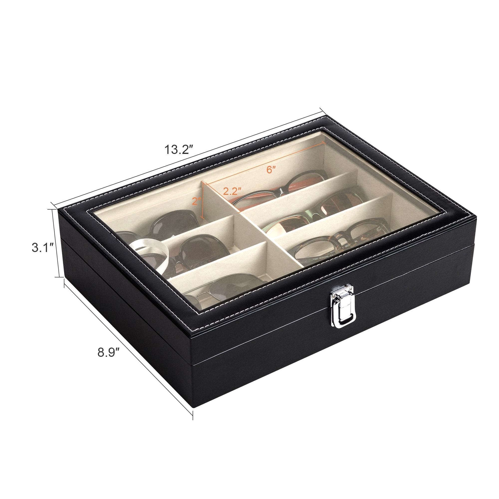 Bestco Leather Multi-Sunglasses Organizer for Women and Men, Eyeglasses Display Case, Jewelry Watch Organizer, One Size.