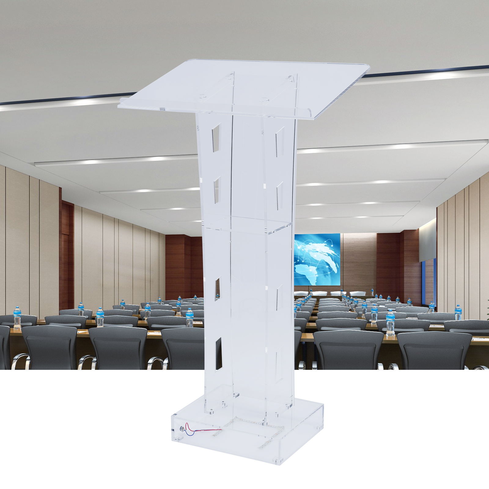 Buy WUZSTAR Acrylic Podium,LED Light Church Lectern Slanted Conference