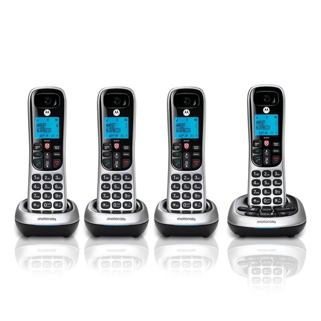 Teléfono Inalámbrico Motorola CD4014 DECT 6.0 con 4 Auriculares y Contestadora