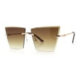 thumbnail image 6 of Womens Beveled Large Square Rectangle Rimless Cat Eye Luxury Sunglasses Gold - Brown, 6 of 8