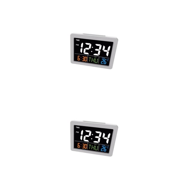 Reloj despertador LCD Inteprter colorido con alarmas y medidor de temperatura