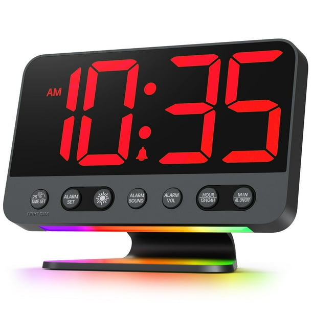 Reloj despertador digital Odokee, grande y audaz, número 5, brillo