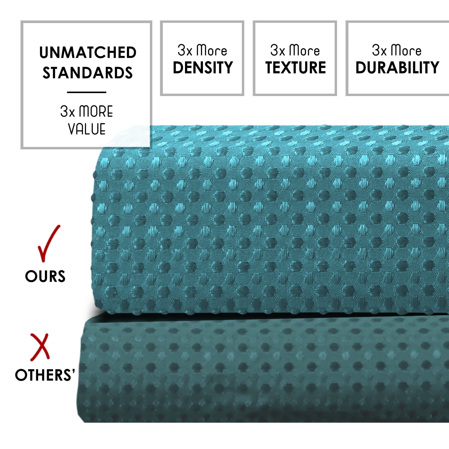 (3 pack) LammaLoe Teal Shower Curtain, Waffle Weave Heavy Duty Fabric Shower Curtain, 72” x 72" Hotel Luxury 256 GSM Bathroom Curtains