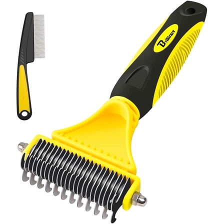 Brillirare Dematting Brush Tool   Stainless-Steel Comb, Pet Grooming Tool, 2 Sided Undercoat Blade Rake for Cat Dog, Deshedding Comb for Easy Mats & Tangles Removing, No Nasty Shedding & Flying Hair