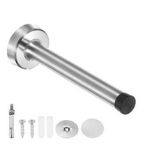 Uxcell Door Stoppers, 5 Inch 304 Stainless Steel Wall Mounted Long Door Stop with Plastic Rubber Bumper [Silver Tone]
