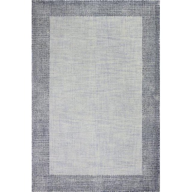 Bashian R120-IVBL-4X6-CL146 Bashian Venezia Collection Geometric Transitional 100 Percent Wool Hand Tufted Area Rug, Ivory & Blue - 3 ft. 6 in. x 5 ft. 6 in.