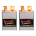 thumbnail image 3 of 2 Pack Night Stands with Drawer and Open Shelf, Square Side Table, Concise End Table for Living Room Bedroom, White, 3 of 9