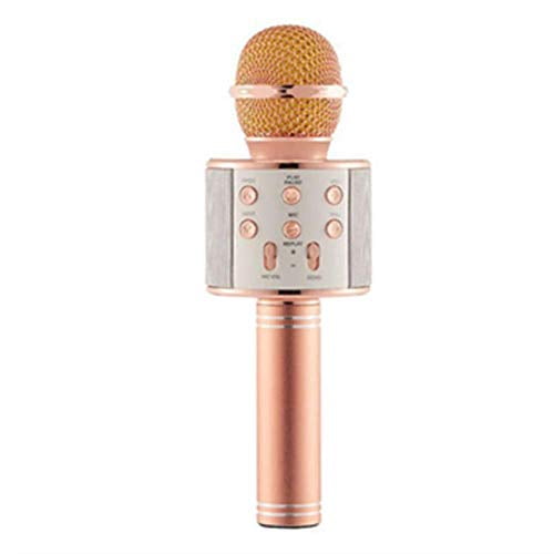 Open Box WS-858 KARAOKE KIDS SINGING 5 IN 1 WIRELESS BLUETOOTH MICROPHONE - ROSE GOLD