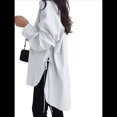 thumbnail image 3 of Camisas de Botones Extragrandes para Mujer, Blusas de Larga con Aberturas, Corte Alto y Bajo M, 3 of 8