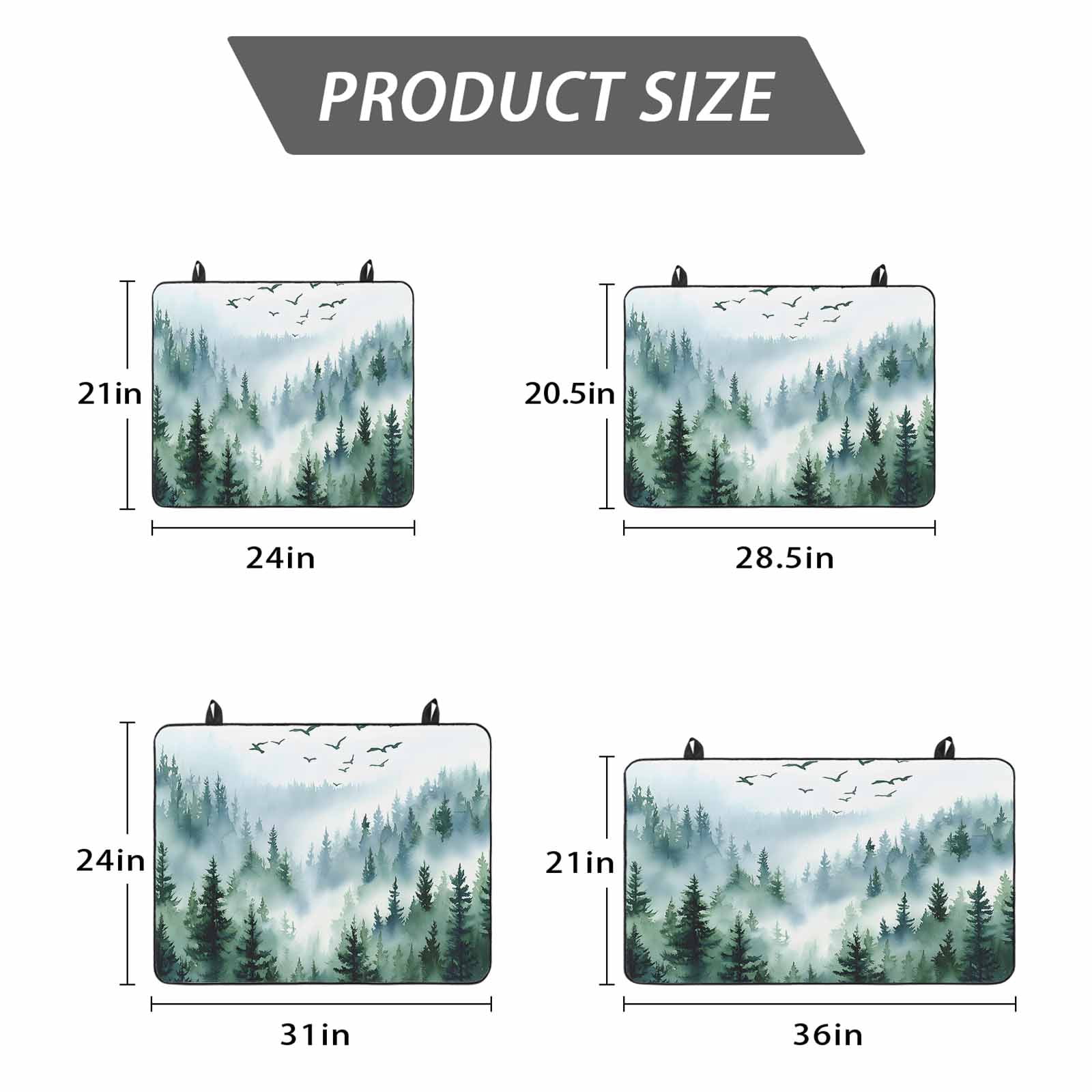 Green Ombre Mountain Stove Top Cover for Electric Stove, Heat-proof & Non Slip Glass Top Stove Cover Protector, Watercolor Forest Kitchen Flat Cooktop Rubber Mat 24x21 Inches