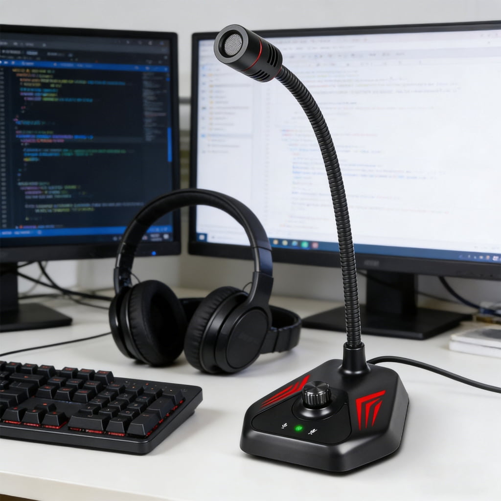 USB Condenser Microphone Durability Featuring Color Lighting for Clear Auditory in Long Gaming and Meetings