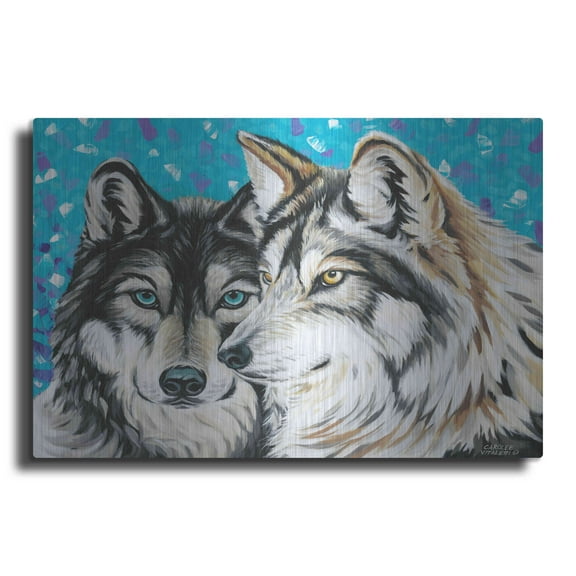 Luxe Metal Art 'Grey Wolf I' by Carolee Vitaletti Metal Wall Art, 24"x16"