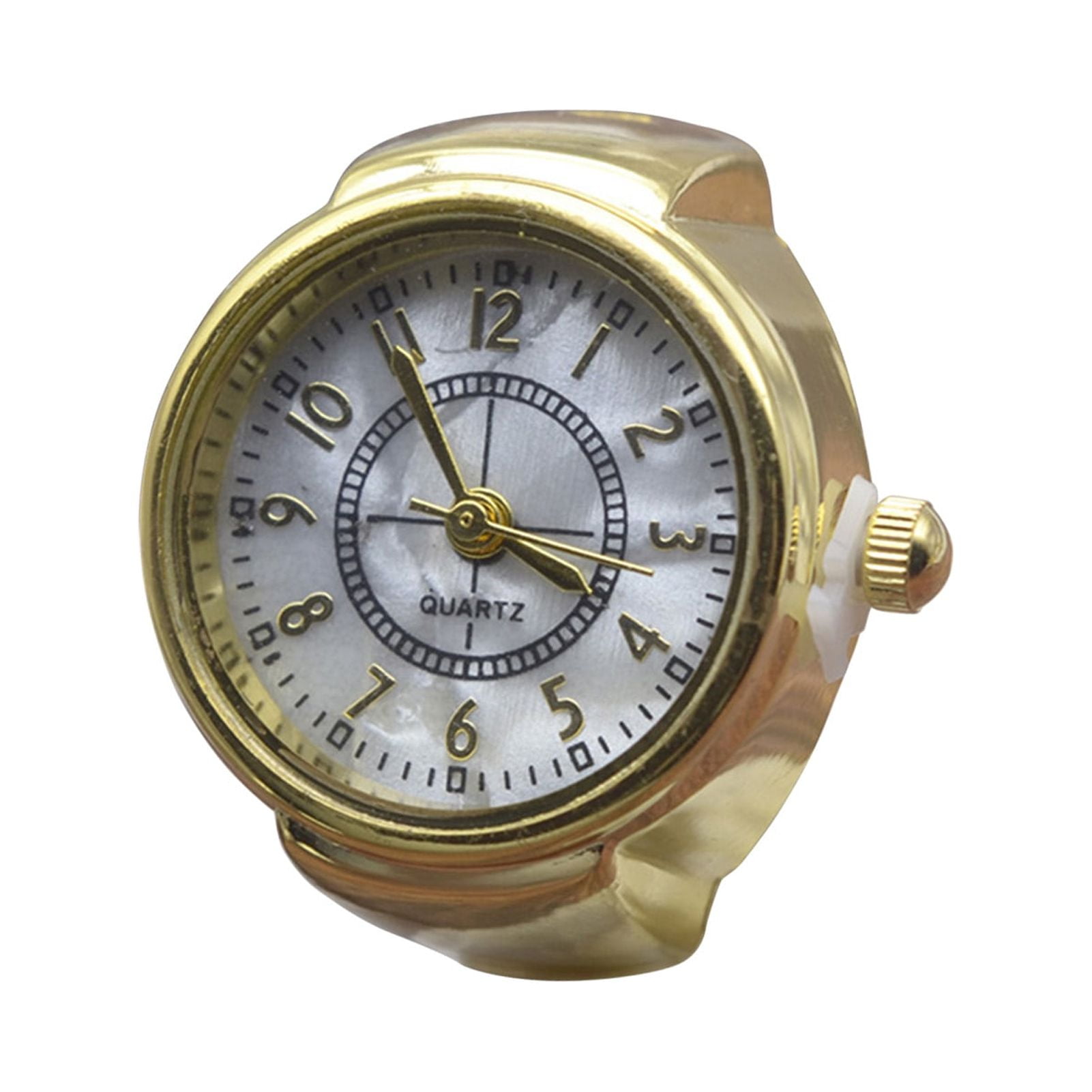 Biplut Watch Ring Decorative Clear Dial Jewelry Clock Quartz