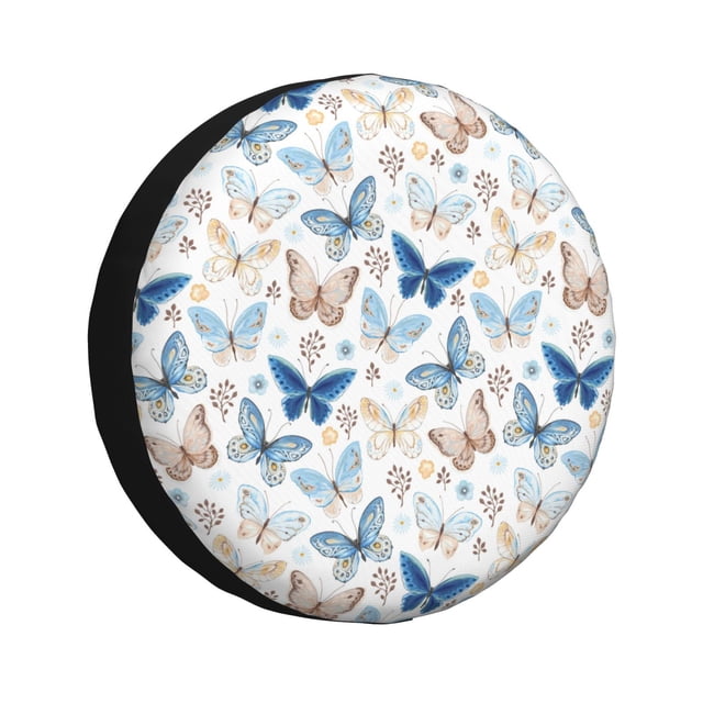 Fotbe Butterfly Funda de Llanta de Repuesto con Estampado, Engrosada, Ajuste Universal para Jeep, Remolque, RV, SUV, Camión-16 inch