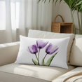 thumbnail image 3 of Purple Tulip Throw Pillow Cover, Pillowcase Protectors with Zipper, Breathable Decorative Lumbar Pillow Case Cover, Aesthetic&nbsp;Pastoral Flower Floral Spring Pillow Shams for Couch Sofa 16x24Inch, 3 of 8