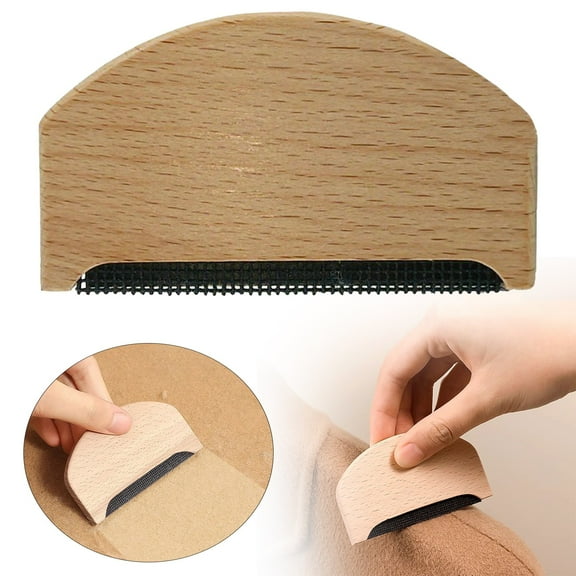 Lint Remover for Clothes, Coat Hair Remover, Lint Brushes for Clothes, Multi-Purpose Wooden Hair Removal Brush, Sheet and Carpet Cleaning Brush, Brown 2.95x1.7 Inch (1Pcs)