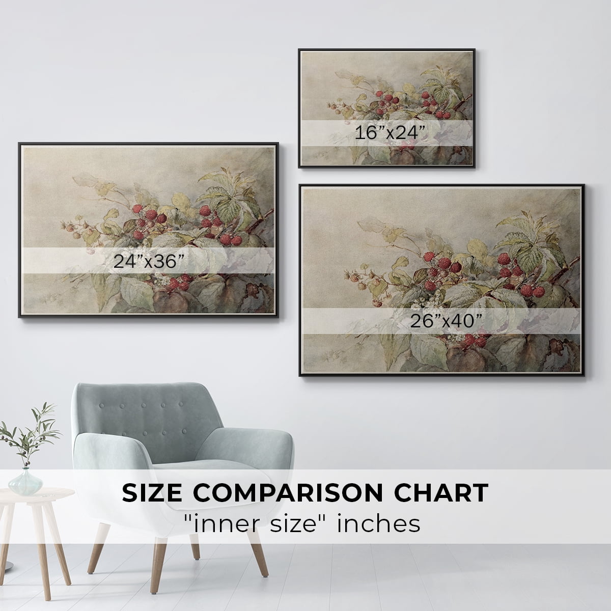 Vintage Botanical Print-V By Wexford Home Framed in Black Wood Gallery Wrapped Canvas 17 in. x 25 in.
