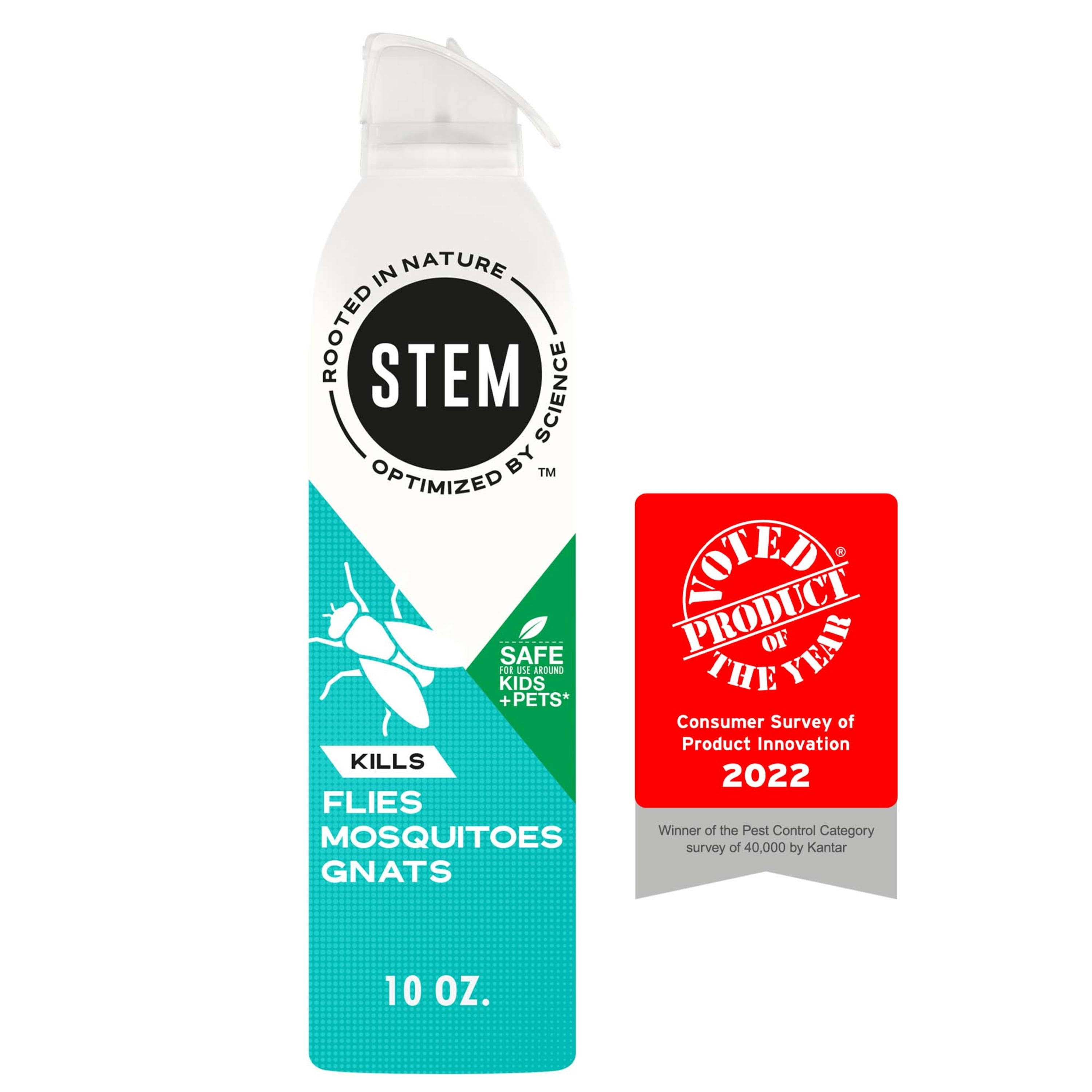 STEM Kills Flies, Mosquitoes and Gnats: plant-based active ingredient bug spray, botanical insecticide for indoor and outdoor use; 10 Oz. 1Pc