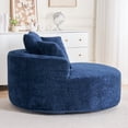thumbnail image 6 of Round Accent Chair, 360 Swivel Chenille Barrel Chair, Fluffy Modern Sleeper for Living Room, Bedroom, Reading Room and Lounge (Blue), 6 of 11
