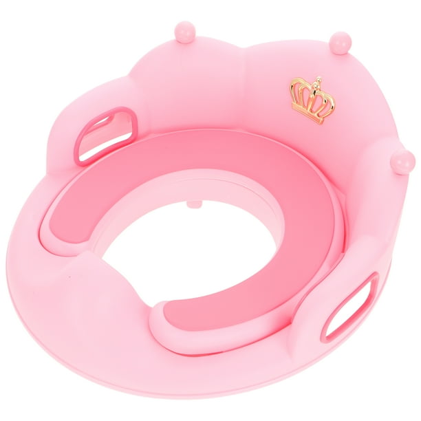 Asiento de entrenamiento para ir al baño para niños y niñas, con cojín suave desmontable, asa y respaldo resistentes, color rosa