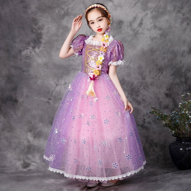 Vestido de princesa Rapunzel Vestido de Navidad Vestido de niña Vestido infantil