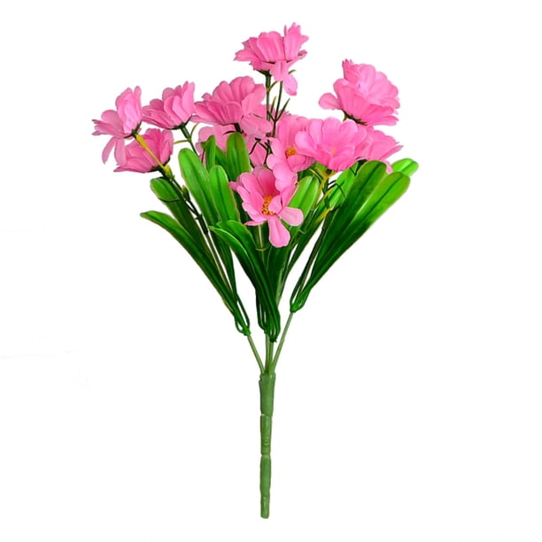 Bearachild Flores artificiales 2 piezas 5 ramas 15 cabezas baratas Flores artificiales rosa