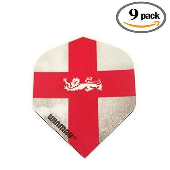 Winmau Mega 9 Pack Lion St George Cross British England United Kingdom 75 Micron Strong Standard Dart Flights