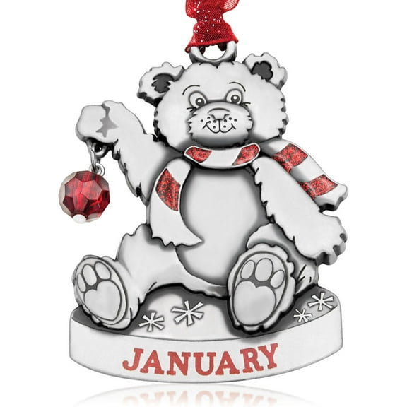 Personalized Birthstone Bear Birthday Month Sign Vintage Pewter Metal Christmas Ornament 2022 Year for Family (January (Garnet)) Gloria Duchin