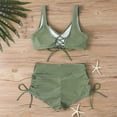 thumbnail image 5 of Jjayotai No Boundaries Women's High Waisted Bikini Set, Two Piece Swimsuit for Women, Criss Cross Bikinis Top, Womens Bathing Suits Tummy Control with Boyshorts Green~ M, 5 of 6