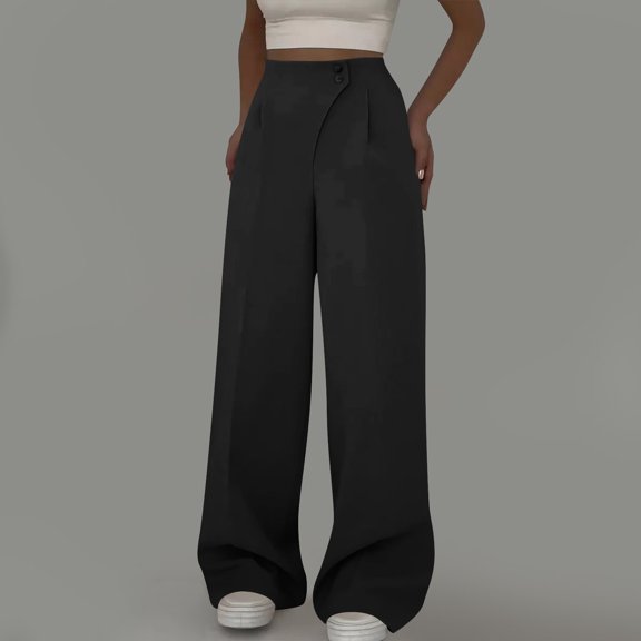 Qepwscx Straight Leg Pant for Women High Waisted Stretchy Loose Work Pants 2025 Pants Casual Baggy Trousers Business Casual Outfits Office Dress Pants