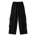 thumbnail image 7 of PNTUTB Women's Workwear Pants Casual Stylish Solid-Color Quick-Dry Wide-Leg Pants Elastic High-Waist Drawstring Loose Pants with Multiple Pockets, 7 of 7