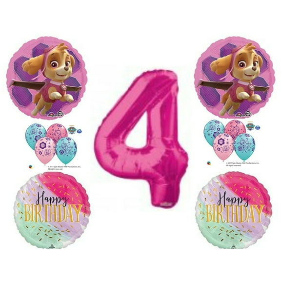 4th Birthday Skye & Everest Paw Patrol Girl Balloons Decoration Supplies Party