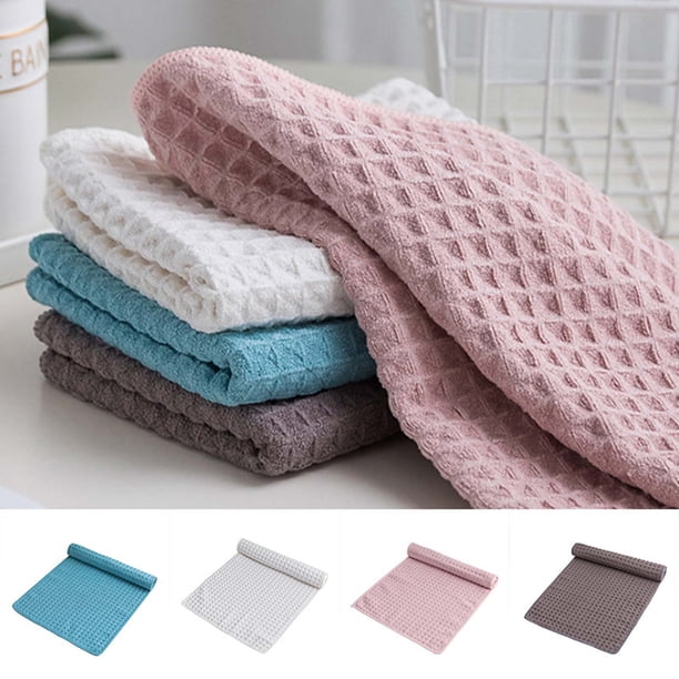 Paños de limpieza tejidos - Toallas de microfibra súper absorbentes de 30x70cm, cristal y limpieza de cocina sin pelusa y sin rayas, pack de 4 (blanco, rosa, azul, café)