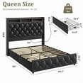 thumbnail image 3 of Towallmark Queen Size Bed Frame with 50.8" Tall Headboard, Platform Velvet Upholstered Bed Frame with 4 Storage Drawers, USB Charging Station, Led Lights, No Box Spring Needed, Easy Assembly,Black, 3 of 7