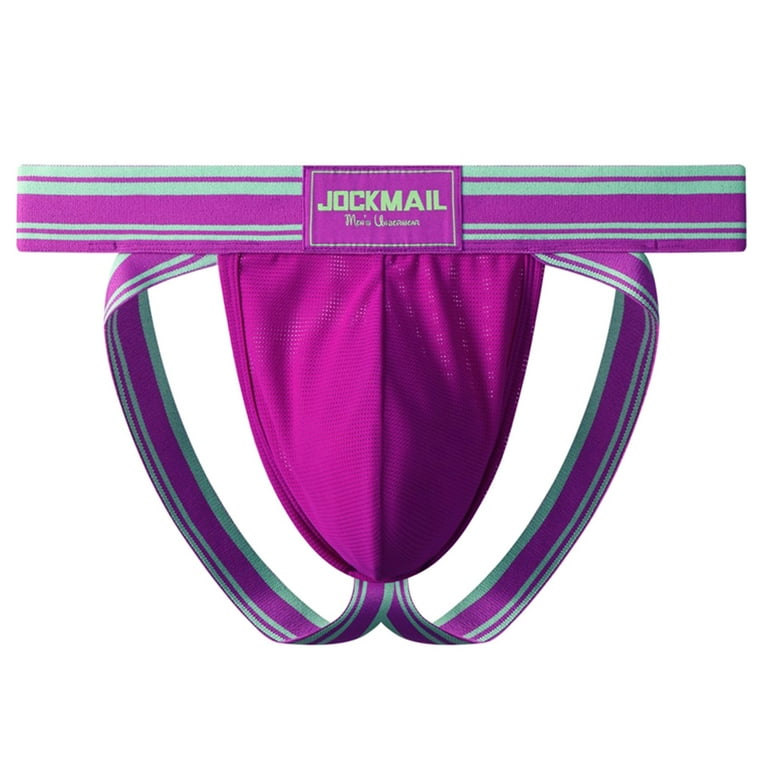 OVTICZA Jock Strap Athletic Briefs for Men Male Supporters Jockstrap  Underwear Dark Purple 2XL