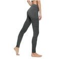 thumbnail image 3 of DDAPJ pyju High Waisted Leggings for Women Stretch Tummy Control Workout Running Yoga Pants Solid Basic Casual Athletic Tights Dark Gray S, 3 of 8